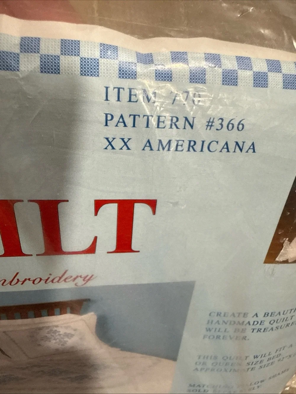 Vtg Jack Dempsey Needle Art XX Americana Quilt Top & 2 Matching Pillow Shams NOS